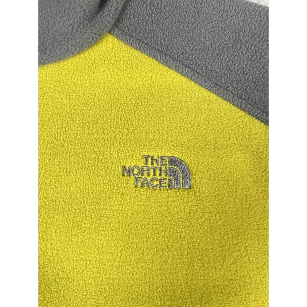 The North Face Flash Dry Gray Yellow Color Block Full Zip Fleece Jacket Men's Lg
